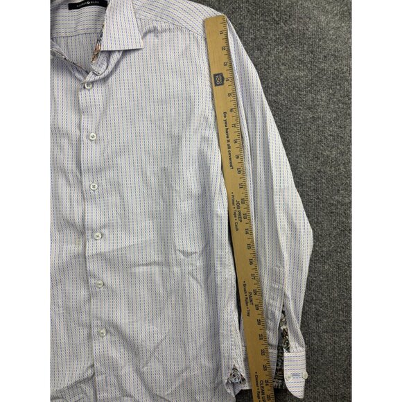 Hammer Made Shirt Mens Small White Blue Yellow Geometric Long Sleeve Cotton - Picture 4 of 7